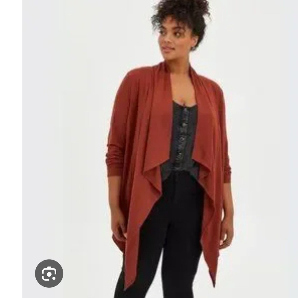 Torrid NEW Fired Brick Tissue Weight Drape Open Front Cardigan 3 3X 22-24 office